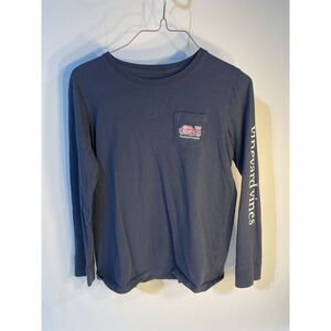 Vineyard Vines Shirt Kids Large 14 Blue School Books Reading Pocket Long Sleeve
